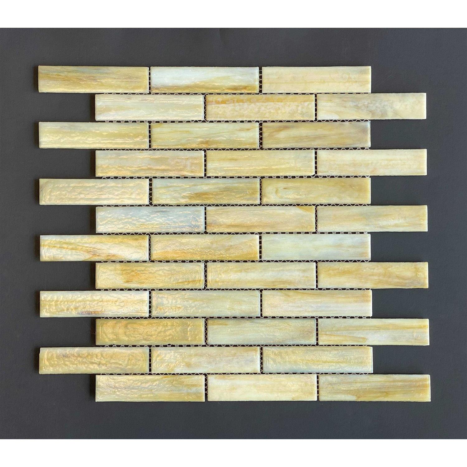 Iridescent 1 x 4 Brick Pattern Glass Mosaic Wall Tile ES Stone - Zenithce