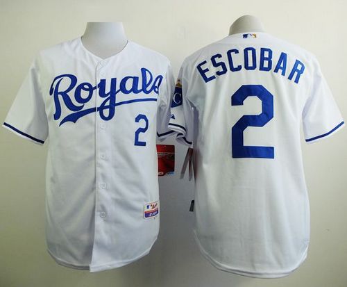 Royals #2 Alcides Escobar White Cool Base Stitched Jersey - Zenithce