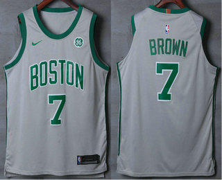 Boston Celtics #7 Jaylen Brown Grey 2017-2018 Authentic General Electric Stitched Jersey - Zenithce