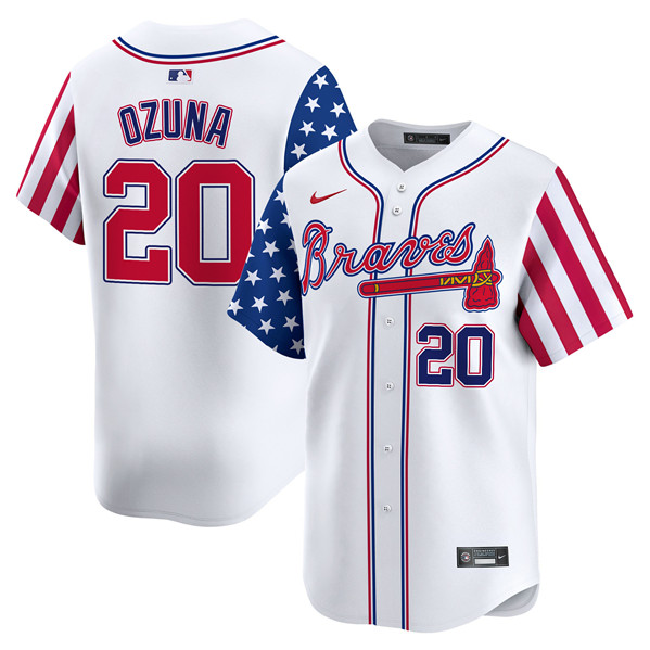 Atlanta Braves #20 Marcell Ozuna White 2024 Independence Day Vapor Limited Stitched Jersey - Zenithce