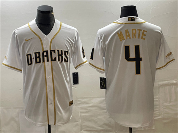Arizona Diamondbacks #4 Ketel Marte White Gold Cool Base Stitched Jersey - Zenithce