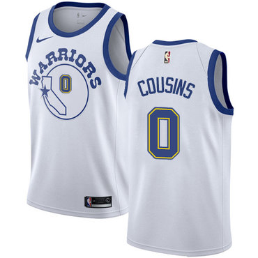 Golden State Warriors #0 DeMarcus Cousins White Throwback Swingman Hardwood Classics Jersey - Zenithce