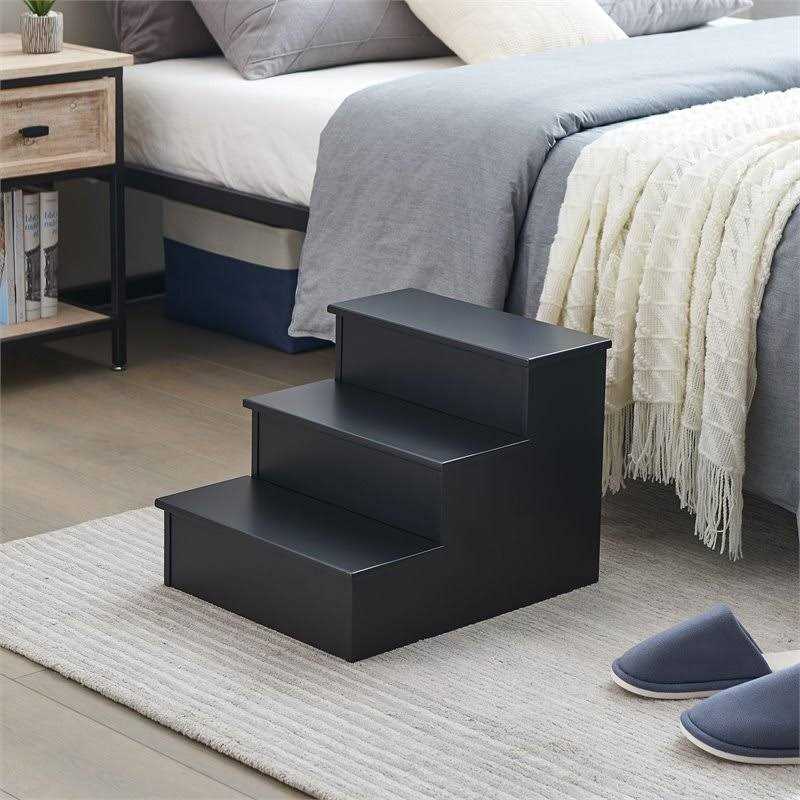 Pilaster Designs Stutler 14 3-step Modern Wood Bedroom step Stool HASS-34 - Zenithce