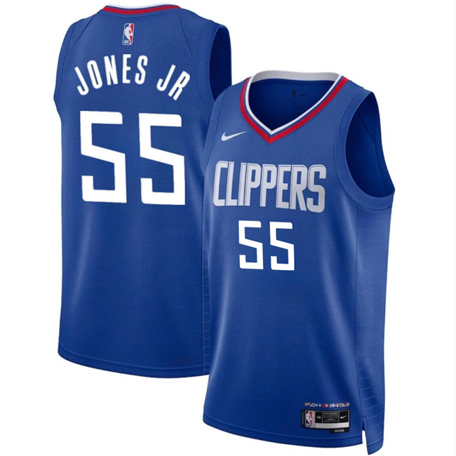 Los Angeles Clippers #55 Derrick Jones Jr Blue Icon Edition Stitched Jersey - Zenithce
