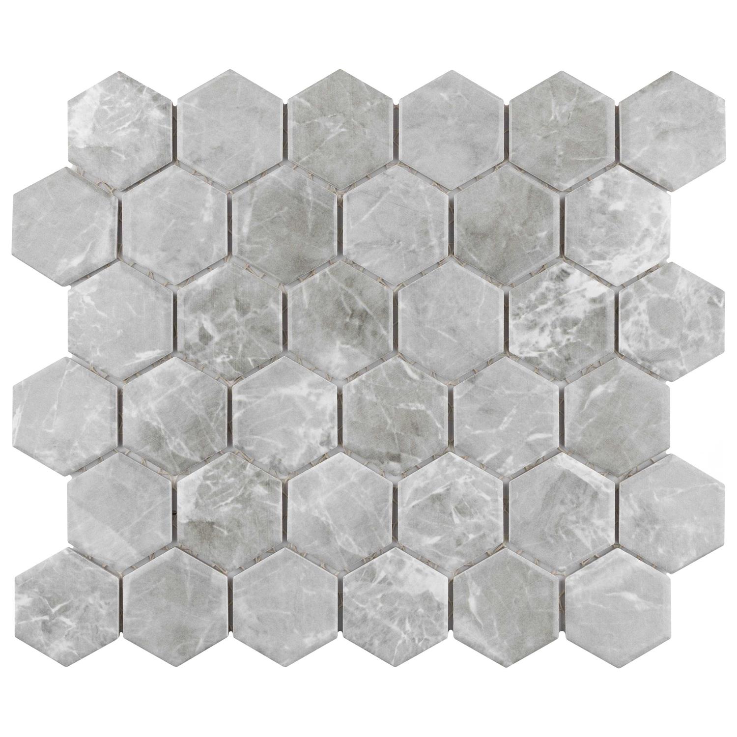 Merola Tile Flo 2 Hex Porcelain Mosaic - Zenithce