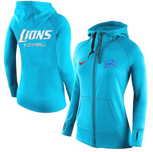 Women's Nike Detroit Lions Full-Zip Performance Hoodie Light Blue - Zenithce