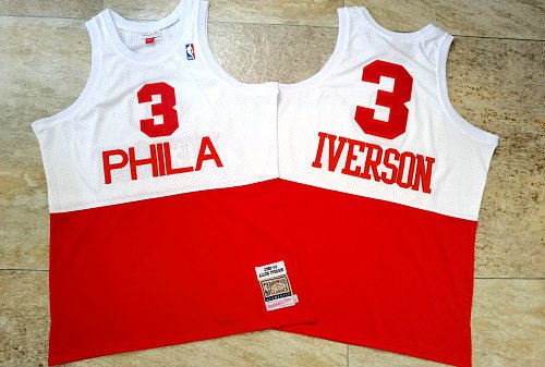 Philadelphia 76ers #3 Allen Iverson 2003-04 White Red Hardwood Classics Soul AU Jersey - Zenithce