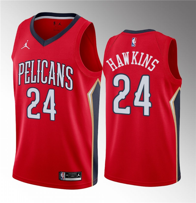 New Orleans Pelicans #24 Jordan Hawkins Red 2023 Draft Statement Edition Stitched Jersey - Zenithce