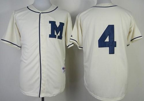 Brewers #4 Paul Molitor Cream 1913 Turn Back The Clock Stitched Jersey - Zenithce