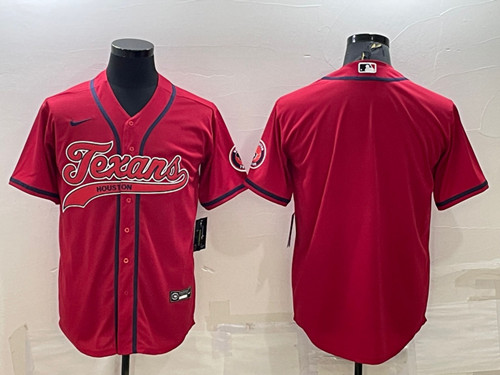 Houston Texans Blank Red With Patch Cool Base Stitched Baseball Jersey - Zenithce