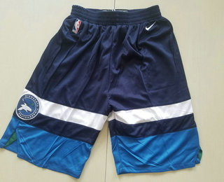 Minnesota Timberwolves Navy Blue 2017-2018 Swingman Stitched Shorts - Zenithce
