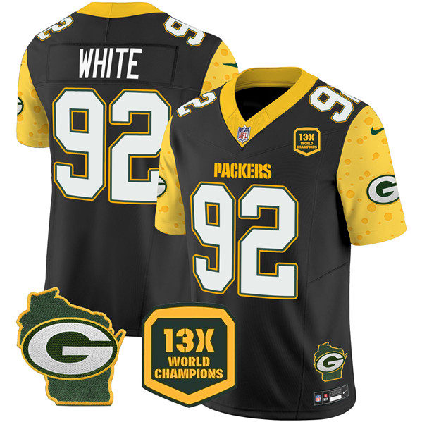 Green Bay Packers #92 Reggie White Black 2024 F.U.S.E. 13 Time World Champions And Home Patch Vapor Untouchable Limited Stitched Jersey - Zenithce