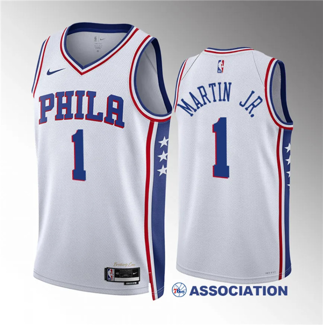 Philadelphia 76ers #1 Kenyon Martin Jr White Association Edition Stitched Jersey - Zenithce