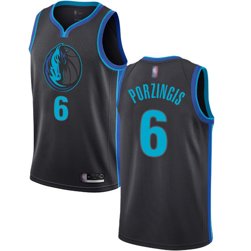 Mavericks #6 Kristaps Porzingis Anthracite Swingman City Edition 2018-19 Jersey - Zenithce