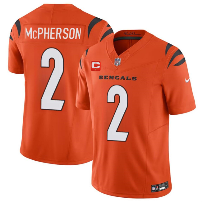 Cincinnati Bengals #2 Evan McPherson Orange 2024 F.U.S.E With 1-Star C Patch Vapor Untouchable Limited Stitched Jersey - Zenithce