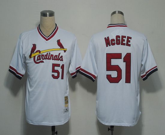 Mitchell And Ness Cardinals #51 Willie McGee White Throwback Stitched Jersey - Zenithce