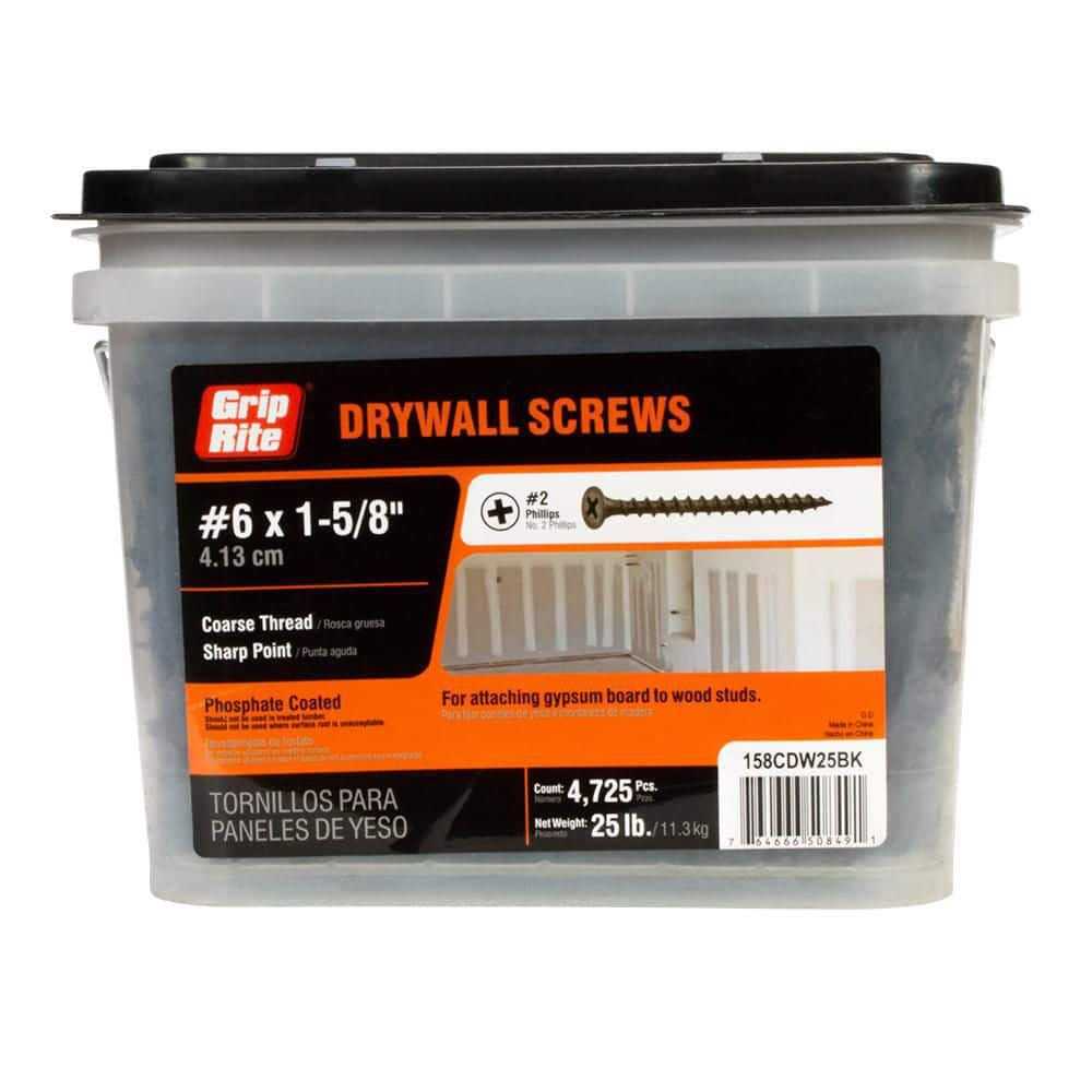 Grip-Rite #6 x 1-1/4-in Bugle Coarse Thread Drywall Screws 114CDW25BK - Zenithce
