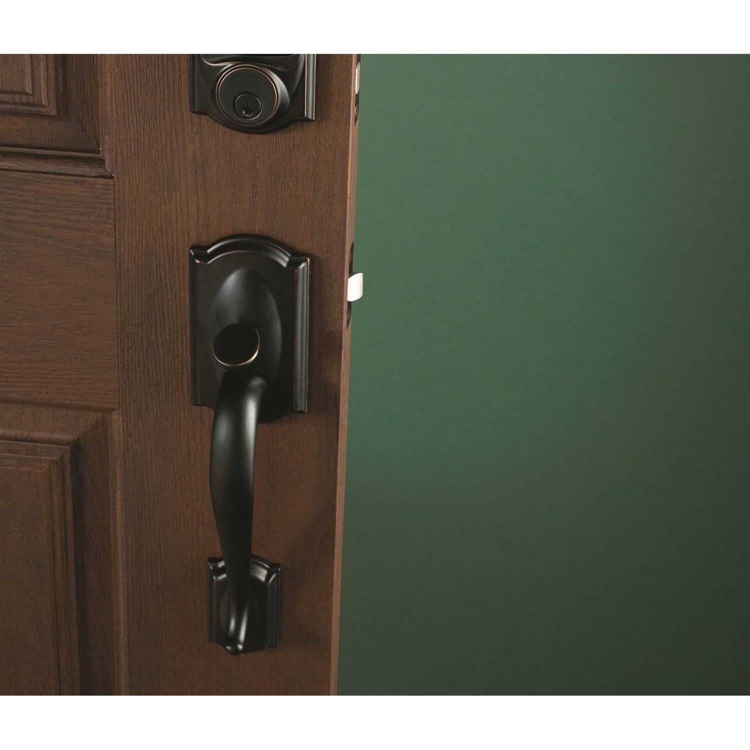 Schlage FE285CAM609GEO Camelot Lower Handleset with Georgian Knob Antique Brass - Zenithce