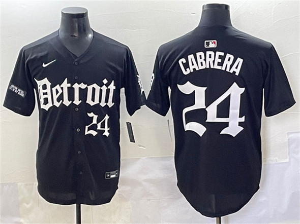 Detroit Tigers #24 Miguel Cabrera Black 'Motor Gothic Edition' Vapor Premier Limited Stitched Jersey - Zenithce