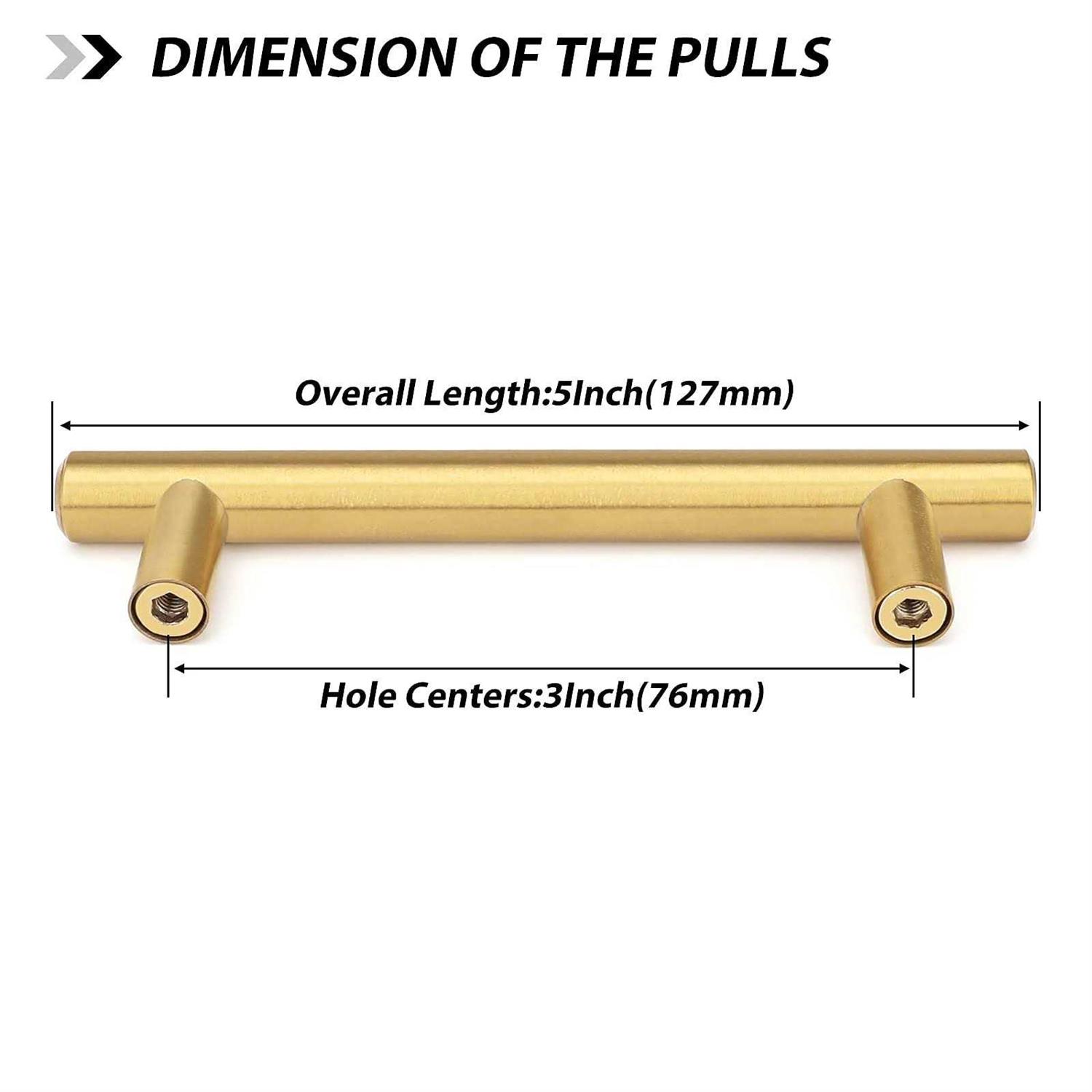 goldenwarm Brushed Brass Drawer Handles Gold Cabinet Handles Pulls - Zenithce