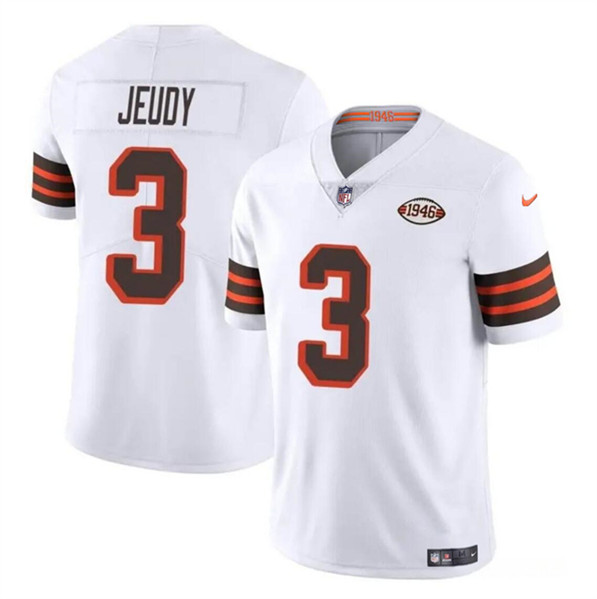 Cleveland Browns #3 Jerry Jeudy White 1946 Collection Vapor Limited Stitched Jersey - Zenithce