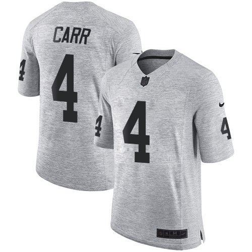 Raiders #4 Derek Carr Gray Stitched Limited Gridiron Gray II Nike Jersey - Zenithce