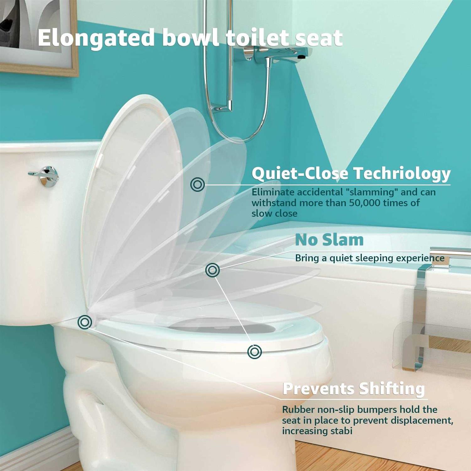 ROUND Toilet Seat with Soft-Close and Quick-Release Hinge, Never Loosen, Heavy Duty, Easy to Install and Clean - Zenithce
