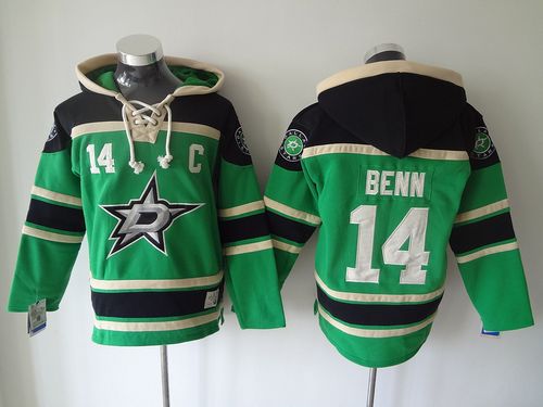 Stars #14 Jamie Benn Green Sawyer Hooded Sweatshirt Stitched Jersey - Zenithce