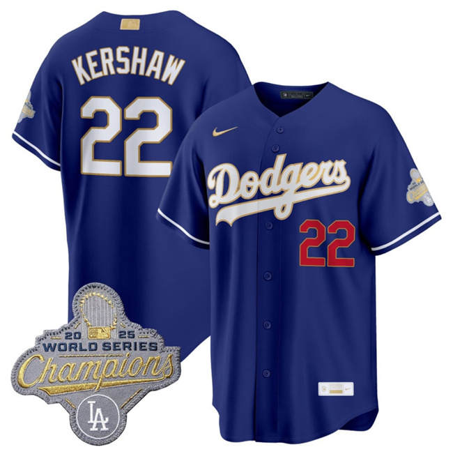 Los Angeles Dodgers #22 Clayton Kershaw Royal 2026 Alternate Gold Collection Stadium Stitched Jersey - Zenithce