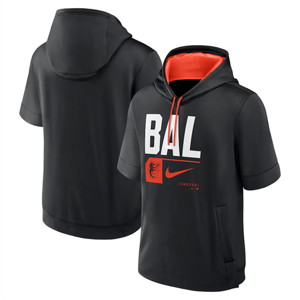 Baltimore Orioles Black Tri Code Lockup Short Sleeve Pullover Hoodie - Zenithce