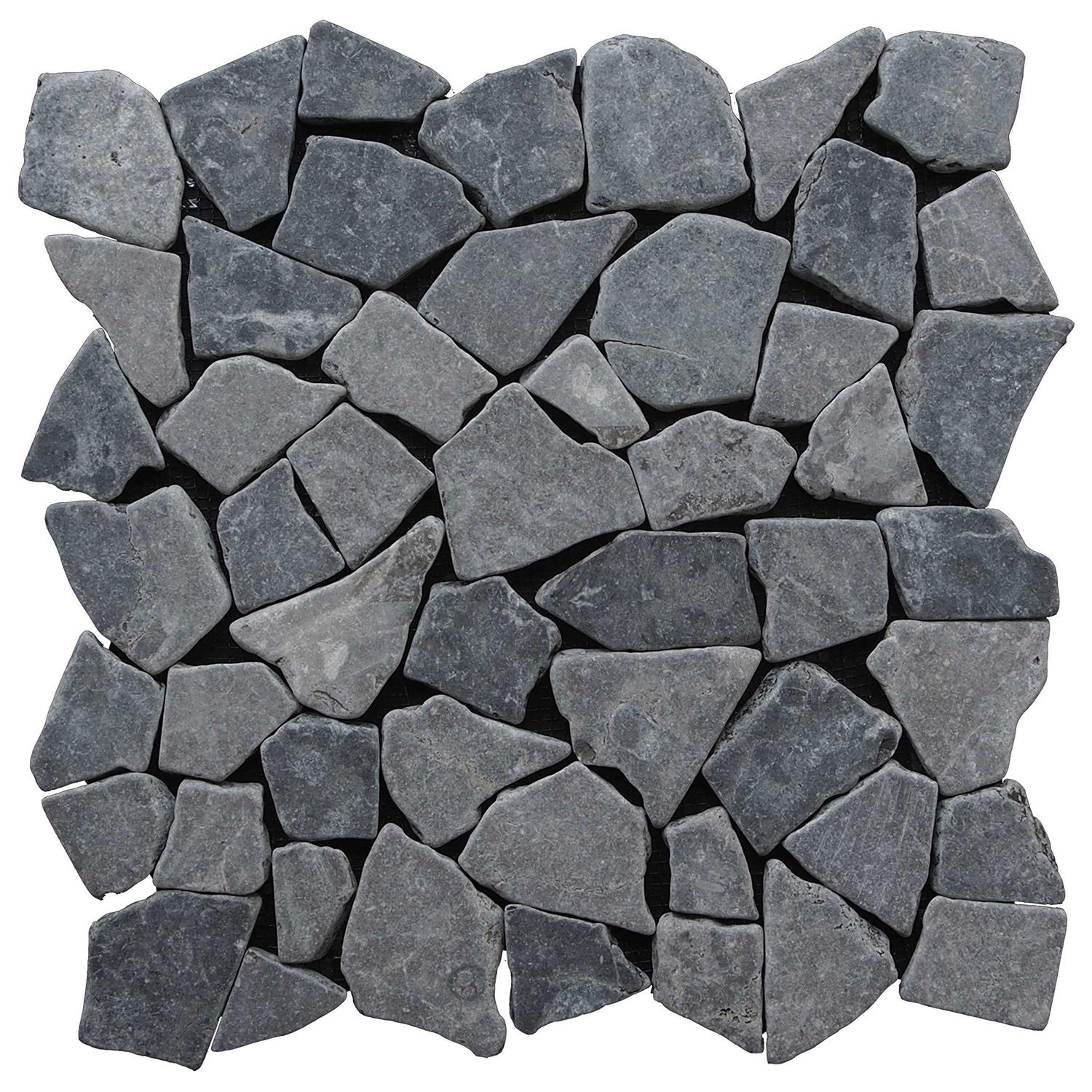 Tile Connection Classic Pebble Tile Grey/White/Black 11-1/2 in. x 11-1/2 in. x 12.7mm Mesh-Mounted Mosaic Tile - Zenithce
