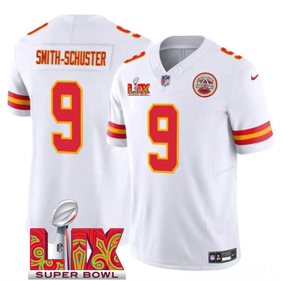 Kansas City Chiefs #9 JuJu Smith-Schuster White 2025 F.U.S.E. Super Bowl LIX Patch Vapor Untouchable Limited Stitched Jersey - Zenithce