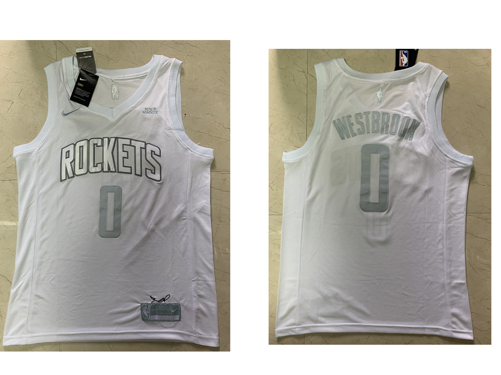 Houston Rockets #0 Russell Westbrook James Harden White 2020 MVP Swingman Stitched Jersey - Zenithce