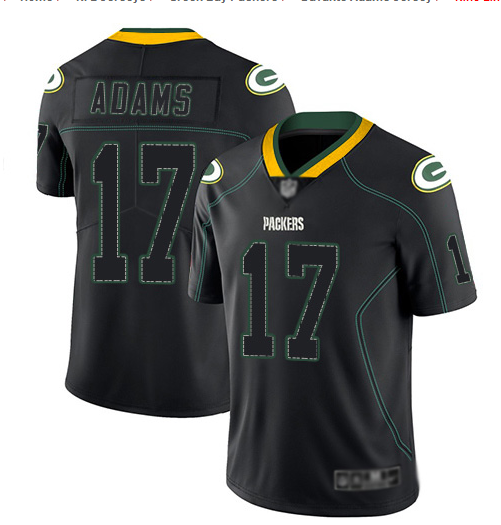 Green Bay Packers #17 Davante Adams Black Lights Out Color Rush Limited Stitched Jersey - Zenithce