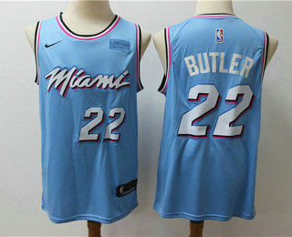 Miami Heat #22 Jimmy Butler Light Blue Swingman 2018 playoffs Earned Edition Stitched Jersey With The Sponsor Logo - Zenithce