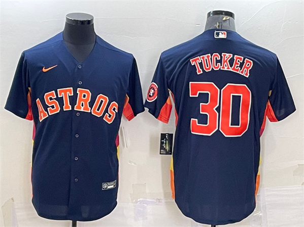 Houston Astros #30 Kyle Tucker Navy With Patch Cool Base Stitched Jersey - Zenithce