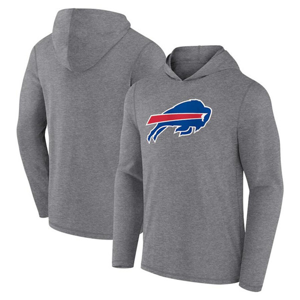 Buffalo Bills Heather Gray Primary Logo Long Sleeve Hoodie - Zenithce