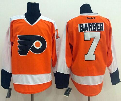 Flyers #7 Bill Barber Orange Stitched Jersey - Zenithce