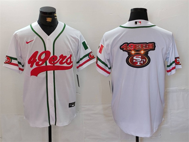 San Francisco 49ers Team Big Logo White With Patch Cool Base Stitched Jersey - Zenithce