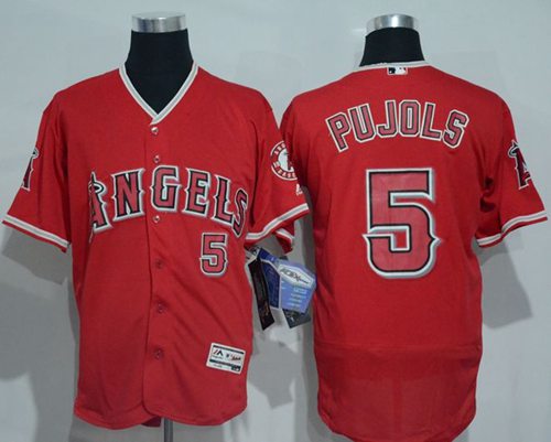 Angels Of Anaheim #5 Albert Pujols Red Flexbase Authentic Collection Stitched Jersey - Zenithce