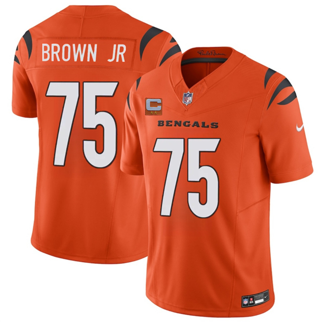 Cincinnati Bengals #75 Orlando Brown Jr Orange 2025 F.U.S.E. With 2-Star C Patch Vapor Untouchable Limited Stitched Jersey - Zenithce