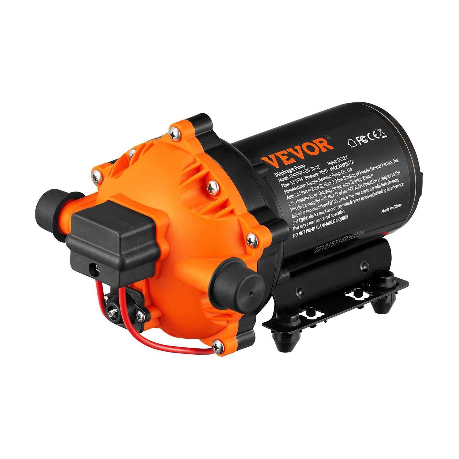 VEVOR 12V Water Pressure Diaphragm Pump Self-Priming Pump 55 PSI 3.5 GPM Boat RV - Zenithce