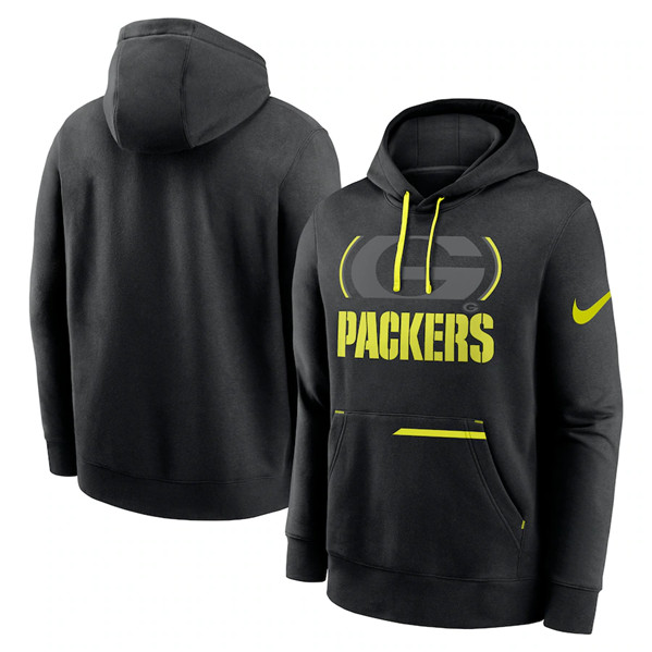 Green Bay Packers Black Volt Pullover Hoodie - Zenithce