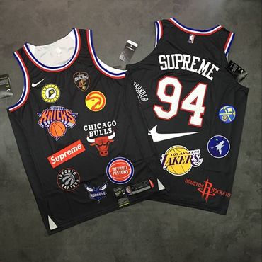 Supreme X X Logos Black Stitched Jersey - Zenithce