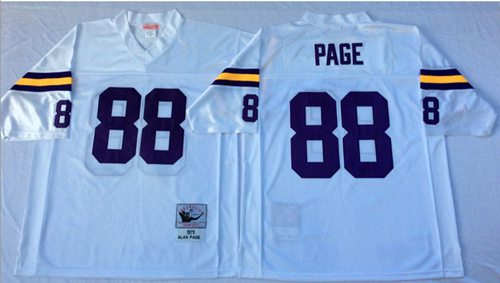 Mitchell And Ness Vikings #88 Alan Page White Throwback Stitched Jersey - Zenithce