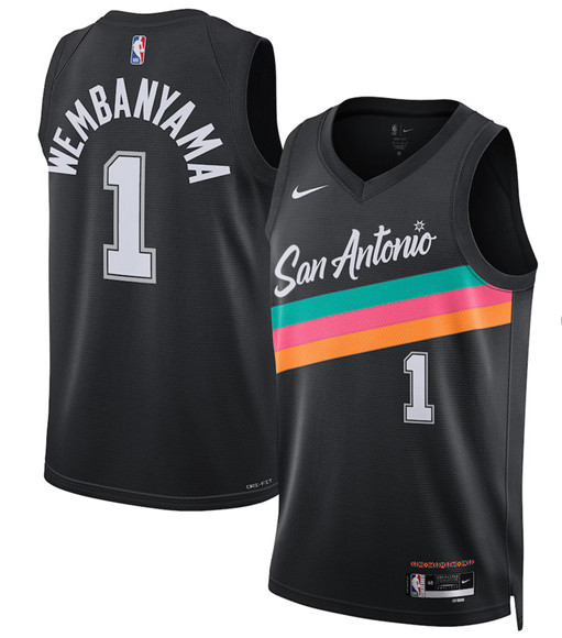 San Antonio Spurs #1 Victor Wembanyama Black 2025-26 City Edition Swingman Stitched Jersey - Zenithce