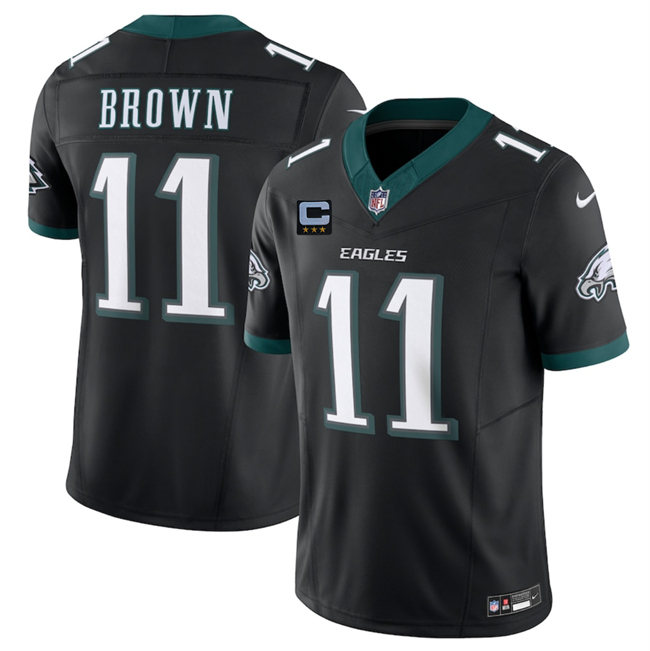 Philadelphia Eagles #11 A.J. Brown Black 2025 F.U.S.E. With 3-Star C Patch Vapor Untouchable Limited Throwback Stitched Jersey - Zenithce