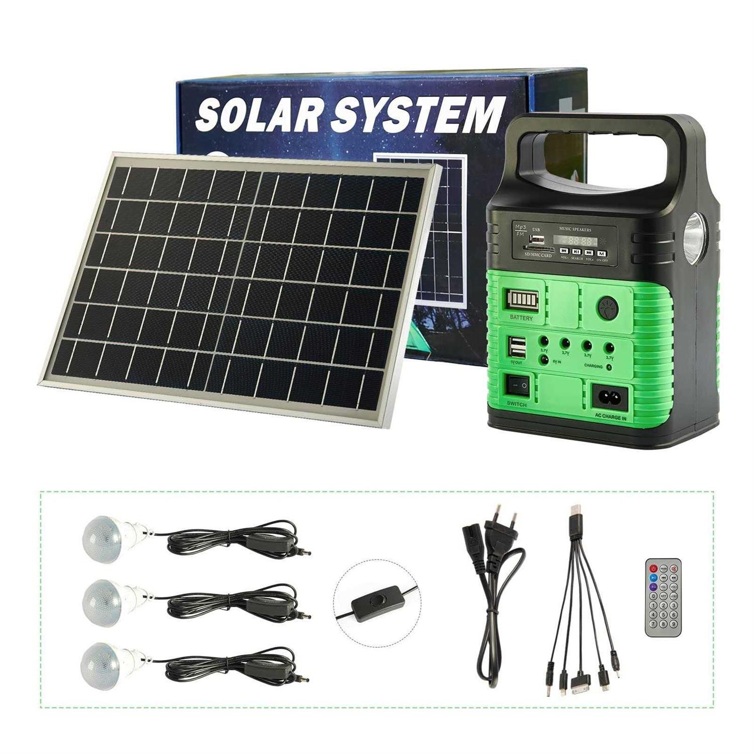 UPEOR Solar Generator Portable Power Station 8000mAh Solar Power Generator with Solar Panel,MP3&FM Radio,Bluetooth,3 Sets LED Li - Zenithce