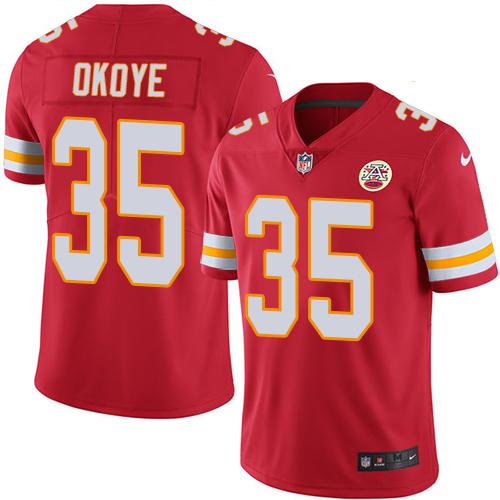 Chiefs #35 Christian Okoye Red Stitched Limited Rush Nike Jersey - Zenithce