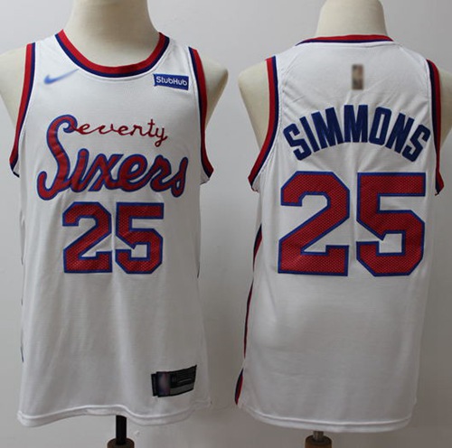 76ers #25 Ben Simmons White Swingman Hardwood Classics Jersey - Zenithce